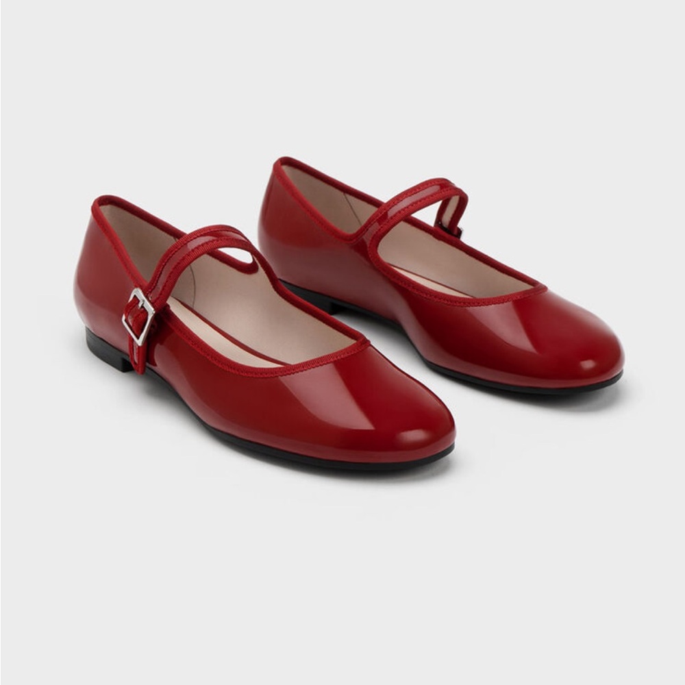 Charles & Keith Glossy Red Loafers